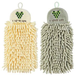swywy 2pcs kitchen hanging towels set chenille hand face wipe towels bathroom washcloths