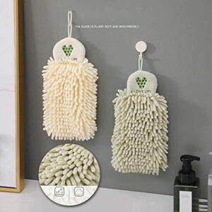 SWYWY 2Pcs Kitchen Hanging Towels Set Chenille Hand Face Wipe Towels Bathroom Washcloths