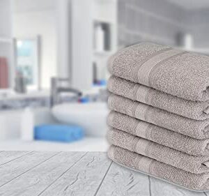 Adobella 6 Hand Towels, 100% Cotton, Premium Combed, 16 x 28 inches, Super Soft and Absorbent Hand Bathroom Towel, Quick Dry, Hotel Spa Quality, Light Gray (Pack of 6)