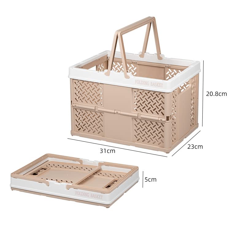 [2-Pack] Plastic Baskets for Shelf Storage Organizing, Durable and Reliable Portable Folding Storage Crate, Ideal for Home Kitchen Classroom and Office Organization, Bathroom Storage