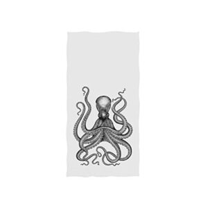 vikko towels hand washcloths polyester fingertip towel with single-sided printing for home hotel bathroom decoration - 30x15 inch (octopus)