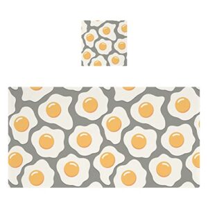 jiponi cute fried eggs cotton towel set of 2, 1 bath towel 1 washcloth soft and highly absorbent towels for bathroom hotel spa gym decor