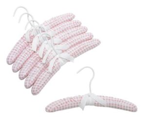 12" childrens pink & white lattice padded hangers