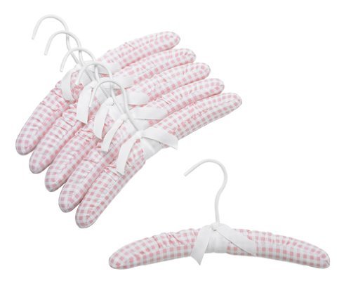 12" Childrens Pink & White Lattice Padded Hangers