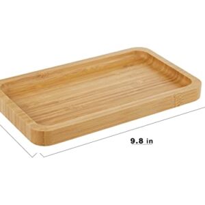 INIUNIK Bamboo Vanity Tray, Bathroom Tray Bamboo Tray Toilet Tank Tray Sink Tray Bathroom Countertop Organizer Holder for Candle Perfume Ring Earring Soap Dispenser