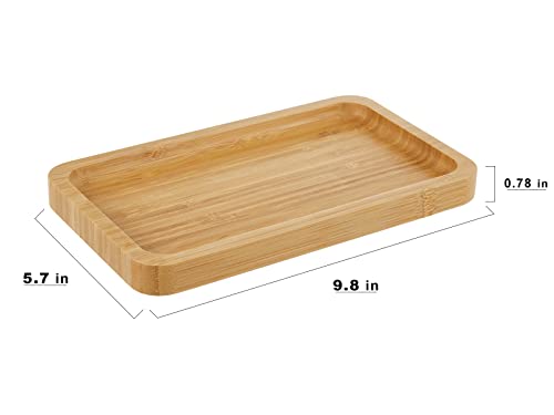 INIUNIK Bamboo Vanity Tray, Bathroom Tray Bamboo Tray Toilet Tank Tray Sink Tray Bathroom Countertop Organizer Holder for Candle Perfume Ring Earring Soap Dispenser