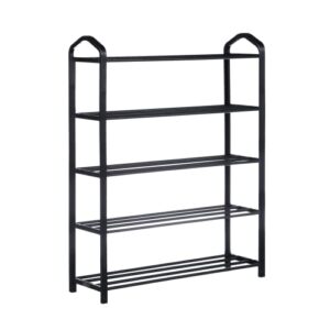 yssoa 5-tier stackable shoe rack, 15-pairs sturdy shoe shelf storage, black shoe tower for bedroom, entryway, hallway, and closet
