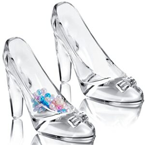 suclain 2 pcs glass slipper decoration gift princess crystal high heels shoes figurine ornaments for girls shoe women coming of age ceremony wedding christmas birthday party(clear)
