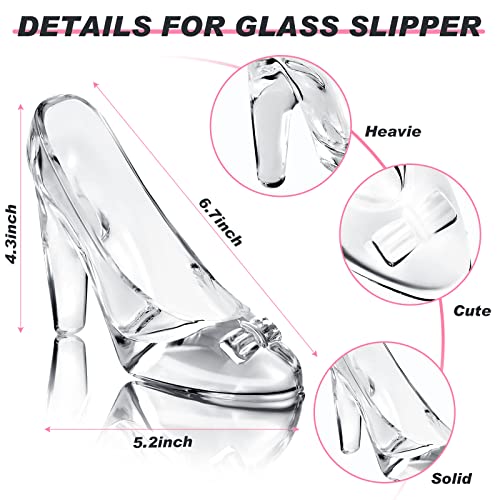 Suclain 2 Pcs Glass Slipper Decoration Gift Princess Crystal High Heels Shoes Figurine Ornaments for Girls Shoe Women Coming of Age Ceremony Wedding Christmas Birthday Party(Clear)