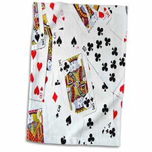3d rose scattered playing photo-for card players eg poker bridge games casino las vegas night hand/sports towel, 15 x 22