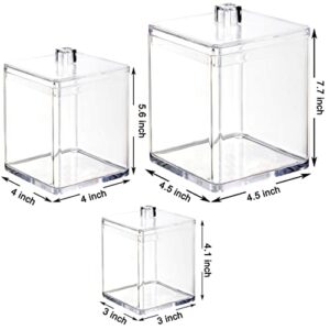 Youngever 60-Ounce, 30-Ounce and 15-Ounce Clear Plastic Apothecary Jars Set of 3, Square Shape