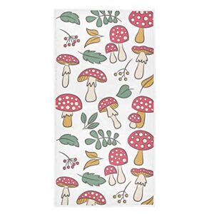naanle fresh mushroom leaves soft highly absorbent guest large home hand towel decor for kitchen, bathroom, hotel, gym and spa (16 x 30 inches)