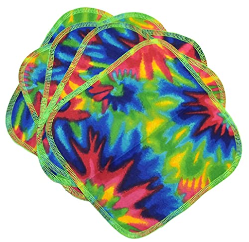 2 Ply Printed Flannel Little Wipes 8x8 Inches Set of 5 Hippie Tie Dye