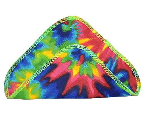 2 Ply Printed Flannel Little Wipes 8x8 Inches Set of 5 Hippie Tie Dye