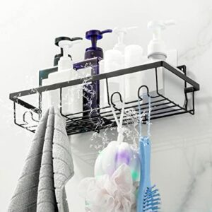 Shower Caddy Shelf Organizer (2Pack) with 2 Soap Dishes,No Drilling Wall Mount Shower Storage Accessories, Adhesive Bathroom Shelves for Inside Shower, Shower Accessories for Bathroom with 4pcs Hooks