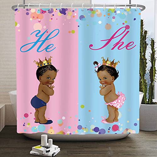 NTETSN 4 PCS African American Kids Shower Curtain Set 4 Pieces Children Baby Bathing Shower Curtains with Bath Rugs Non-Slip Soft Toilet Lid Cover for Bathroom Decor SETYYNT5