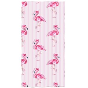 iuocfer lovely flamingos hand towels pink animal bath towels pink white stripes kitchen dish towels 13.6 x 29' for household daily use | home decoration | gym spa