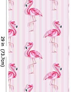 IUOCFER Lovely Flamingos Hand Towels Pink Animal Bath Towels Pink White Stripes Kitchen Dish Towels 13.6 X 29' for Household Daily Use | Home Decoration | Gym Spa