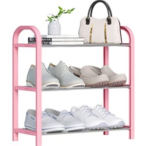 hockmez 3-tier small shoe rack,multifunctional sturdy lightweight shoes storage organizer for small space, free standing shoe shelf for closet entrywa（hp-fen