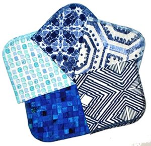 1 ply blue moroccan tiles flannel washable kids lunchbox napkins 12x12 inches 5 pack - little wipes (r) flannel