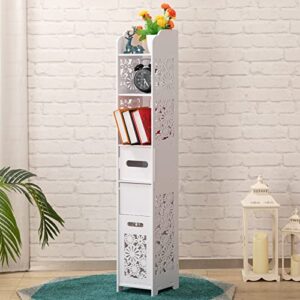 doeworks bathroom storage cabinet for small space, standing shower stand organizer, corner decor small storage rack shelving unit, white