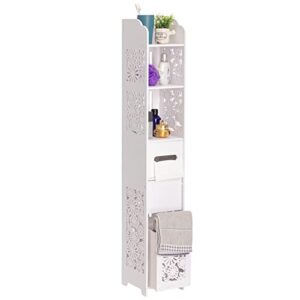 DOEWORKS Bathroom Storage Cabinet for Small Space, Standing Shower Stand Organizer, Corner Decor Small Storage Rack Shelving Unit, White