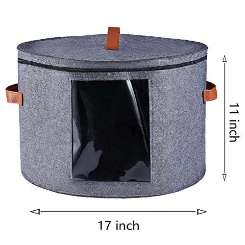 17x11 inch Hat Box for Women Men Storage Foldable Round Hat Box Organizer Case with Dustproof Lid for Travel Closet Toys Clothes (Blue)