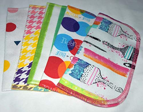 2 Ply Printed Flannel 8x8 Inches Set of 5 Color Me Happy