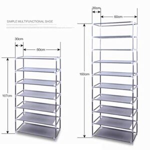 Room-Saving 10-Layers 9 Lattices Non-Woven Fabric Shoe Rack Black 10 Tiers Shoe Rack Stackable Narrow Expandable Non-Woven Fabric Storage Organizer Cabinet Tower Shelf Space Saving Assembly