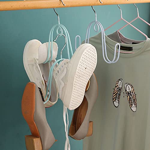 BORXJNM Shoe Hanging Hooks-Space-Saving Drying Shoe Rack for Basketball Shoes, Sports Shoes,Slippers,Cloth Shoes，Stainless Steel Holders for Fixing Shoe Racks, Shoes Hanger Drying Rack (Pack of 5)