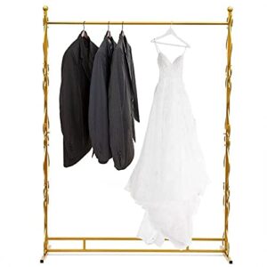 81"retail gold clothes racks for boutique wedding dress display stand,heavy duty commercial garment rack rod, large metal floor standing hanging boutique display clothing rack, metalpipe rack
