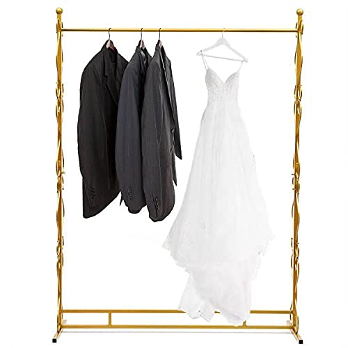 81"Retail Gold Clothes Racks for Boutique Wedding Dress Display Stand,Heavy Duty Commercial Garment Rack Rod, Large Metal Floor Standing Hanging Boutique Display Clothing Rack, MetalPipe Rack