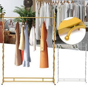 81"Retail Gold Clothes Racks for Boutique Wedding Dress Display Stand,Heavy Duty Commercial Garment Rack Rod, Large Metal Floor Standing Hanging Boutique Display Clothing Rack, MetalPipe Rack