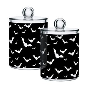 zoeo halloween bathroom canister set of 2, black bat clear plastic jars holder dispenser farmhouse sugar storage countertop with airtight lids, kitchen theme decor