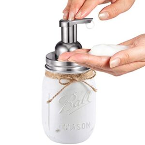 Mason Jar Bathroom Set（3 Piece）-Foaming Soap Dispenser, Toothbrush Holder,Flower Vase,for Wedding House Decor Countertop and Vanity Organizer Bathroom Kitchen Farmhouse Décor (Brushed Nickel