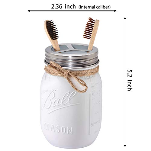 Mason Jar Bathroom Set（3 Piece）-Foaming Soap Dispenser, Toothbrush Holder,Flower Vase,for Wedding House Decor Countertop and Vanity Organizer Bathroom Kitchen Farmhouse Décor (Brushed Nickel