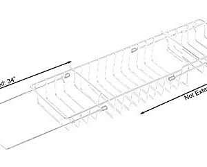 Basicwise Expandable Metal Bathtub Caddy with, Rubber Handles, Chrome (QI003491)