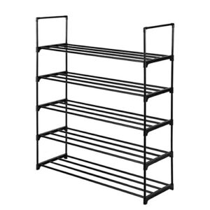 5-tiers shoe rack,durable organizer shelf tall shoe rack for closet 25 pairs shoes,stackable shoe cabinet shoe rack,space saving shoe stand cabinet,black (5 tiers)