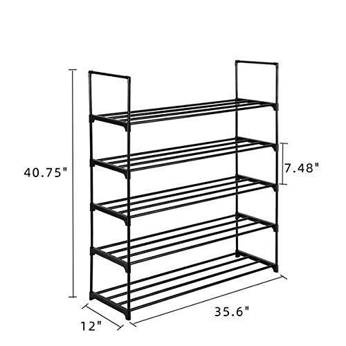 5-Tiers Shoe Rack,Durable Organizer Shelf Tall Shoe Rack for Closet 25 Pairs Shoes,Stackable Shoe Cabinet Shoe Rack,Space Saving Shoe Stand Cabinet,Black (5 Tiers)