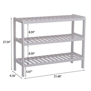 YLWX Bamboo Show Rack for Entryway Bedroom, Vertical Behind Door Modern Shoe Rack Organizer, 3 Tier Portable Shoe Shelf Storage (Color : White)