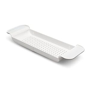 madesmart expandable bath shelf caddy for bathtubs, plastic shower and bath tub tray, 30.87" x 6.81", white