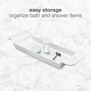 Madesmart Expandable Bath Shelf Caddy for Bathtubs, Plastic Shower and Bath Tub Tray, 30.87" x 6.81", White