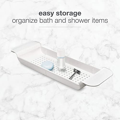 Madesmart Expandable Bath Shelf Caddy for Bathtubs, Plastic Shower and Bath Tub Tray, 30.87" x 6.81", White