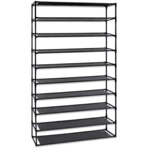 10-story shoe rack storage, non-woven waterproof, detachable and stackable storage rack (black)