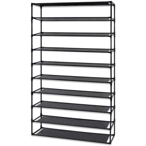 10-story shoe rack storage, non-woven waterproof, detachable and stackable storage rack (black)