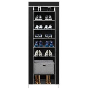 BELANITAS 10 Tier Shoe Rack for Entryway, Closet, Shoe Rack with Covers, Shoe Organizer Shoe Shelf Hold 27-35 Pairs of Shoes for High Heels, Sneakers, Boots and Storage Box, Black