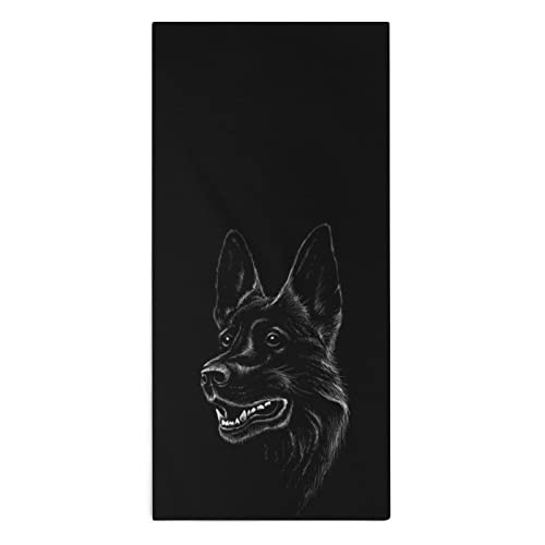 Black German Shepherd Washcloth Towel 28.7"x13.8" Face Cloths Superfine Fiber Highly Absorbent Towels Hand Towels