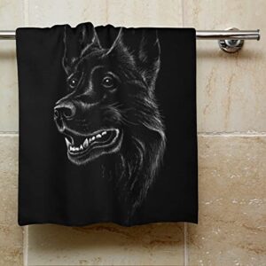 Black German Shepherd Washcloth Towel 28.7"x13.8" Face Cloths Superfine Fiber Highly Absorbent Towels Hand Towels