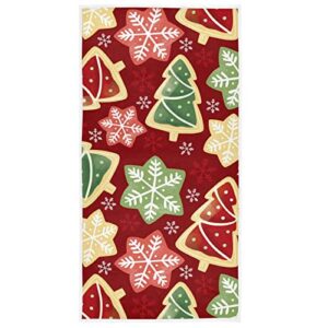 Gingerbread Christmas Tree Hand Towels Winter Snowflakes Bath Towel Soft Bathroom Guest Face Towel Kitchen Tea Towels Dish Washcloths Housewarming Gifts 16 X 30 in