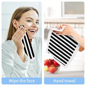 ALAZA Wash Cloth Set Black White Stripes - Pack of 6 , Cotton Face Cloths, Highly Absorbent and Soft Feel Fingertip Towels(226cr8a)